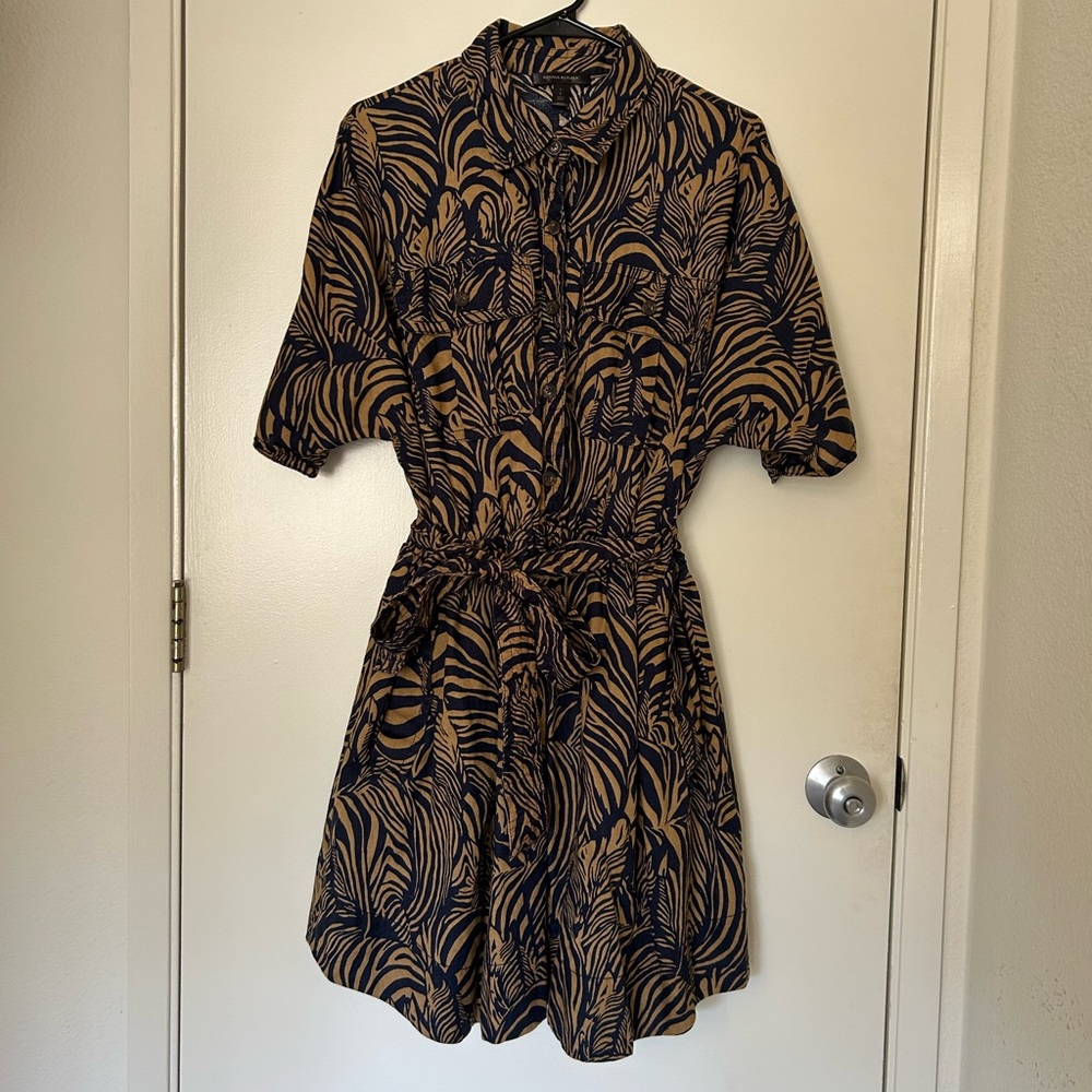 Banana Republic Blue and Tan A-Line Mini Dress